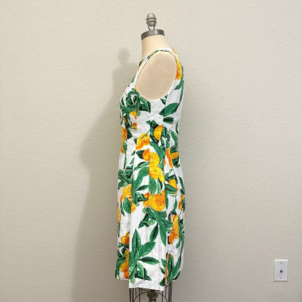 EVA MENDES Mini Dress Orange Citrus Fruit Print Sleeveless Stretch - Picture 7 of 13
